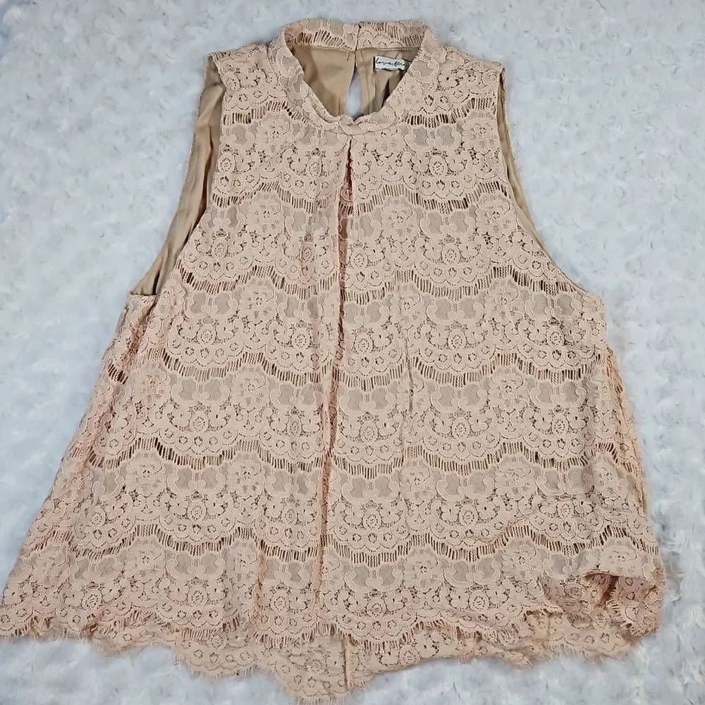 Love Fire Pink Blush Lace Tank Size M/L